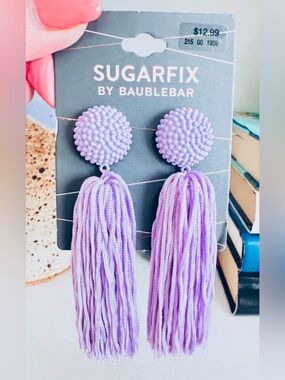 Sugarfix by BaubleBar Lilac Tassel Drop Earrings, brand new :)